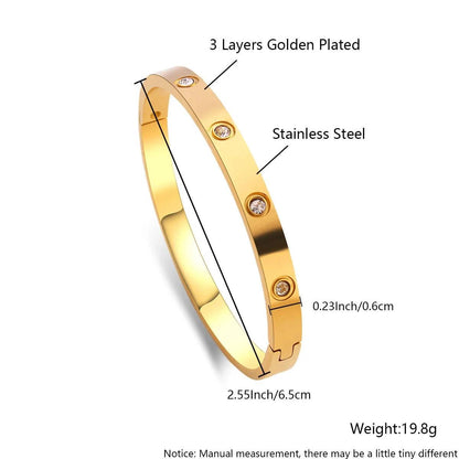 Bracelets Charm Jewelry - Golden Plated - Wide Opening Bangles - Roman Numeral - TSJ22 - Touchy Style