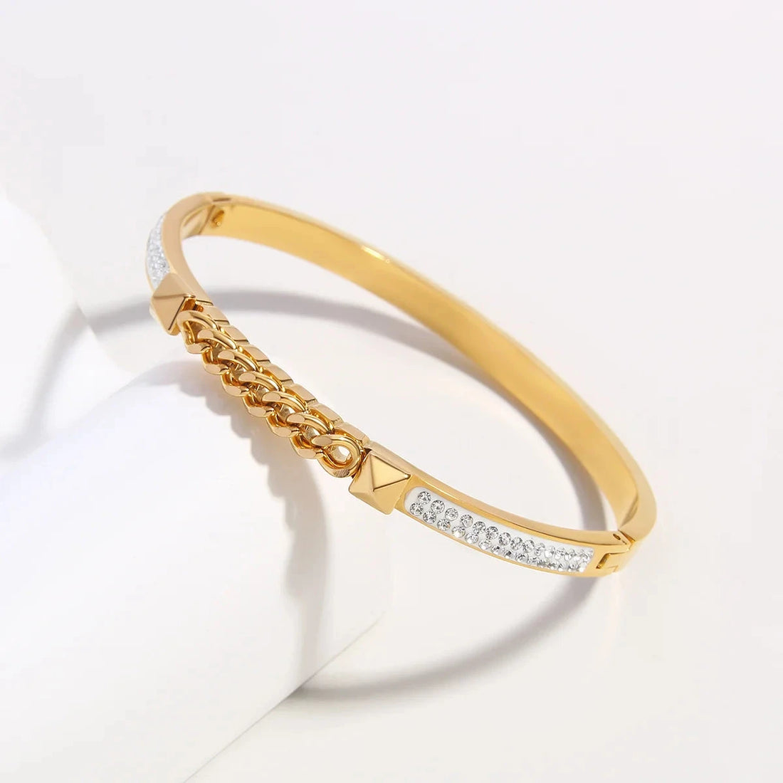 Bracelets Charm Jewelry - Golden Plated - Wide Opening Bangles - Roman Numeral - TSJ22 - Touchy Style