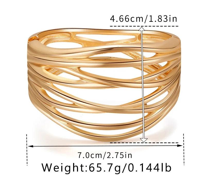 Bracelets Charm Jewelry - Hollow Wide Bangle - Irregular Metal - B0527 - Touchy Style