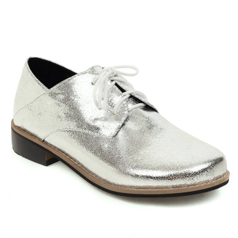 Brogues PU Leather Oxford Loafer Flats Women&