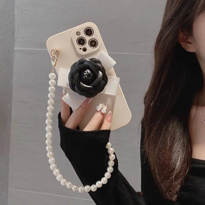 Camellia Pearl Cute Phone Cases For iPhone 15 14 13 11 12 Pro - Touchy Style