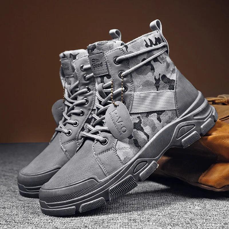 Camouflage High Top Canvas Boots - KA4850 Men&