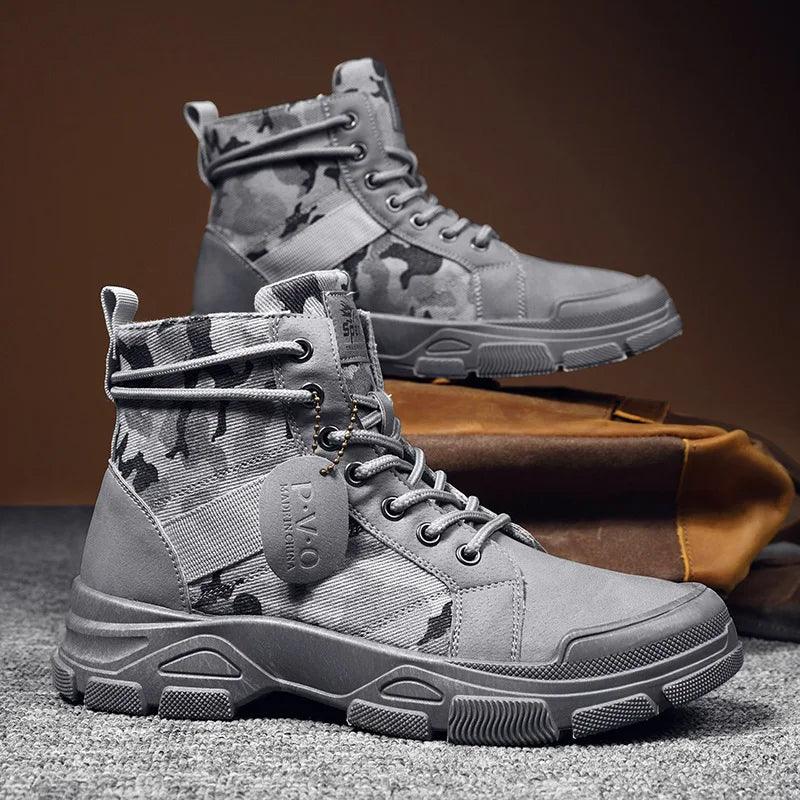 Camouflage High Top Canvas Boots KA4850 Men s Casual Shoes Gray 8.5