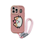 Cartoon Animal iPhone 15 Pro Max/14/13/11/12 Cute Phone Case with Portable Lanyard - Touchy Style