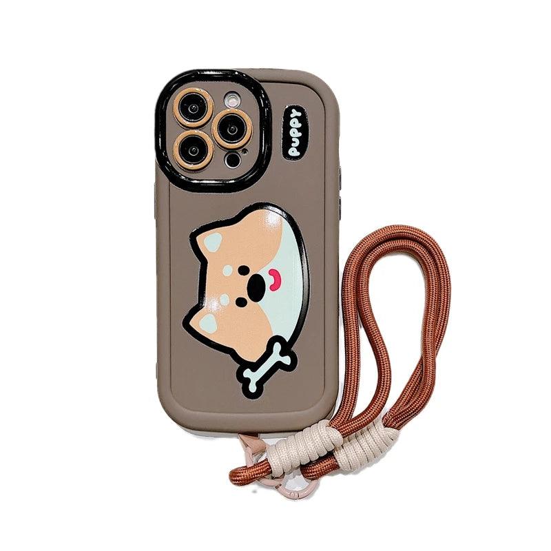 Cartoon Animal iPhone 15 Pro Max/14/13/11/12 Cute Phone Case with Portable Lanyard - Touchy Style