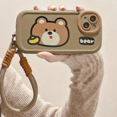 Cartoon Animal iPhone 15 Pro Max/14/13/11/12 Cute Phone Case with Portable Lanyard - Touchy Style .