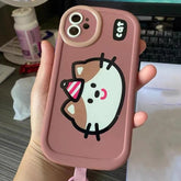 Cartoon Animal iPhone 15 Pro Max/14/13/11/12 Cute Phone Case with Portable Lanyard - Touchy Style