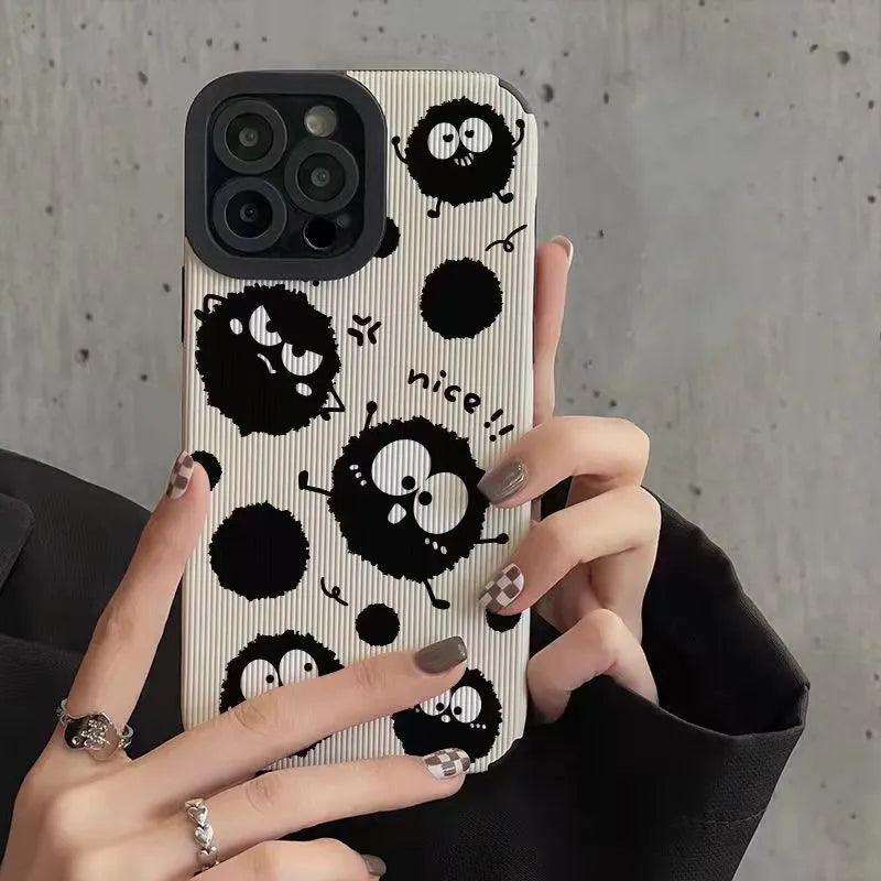 Cartoon Black Briquettes Funny Cute Phone Case for iPhone 6, 7, 8, X, XS, XS Max, XR, 11, 12, 13, 14, Pro Max, and Mini - Touchy Style