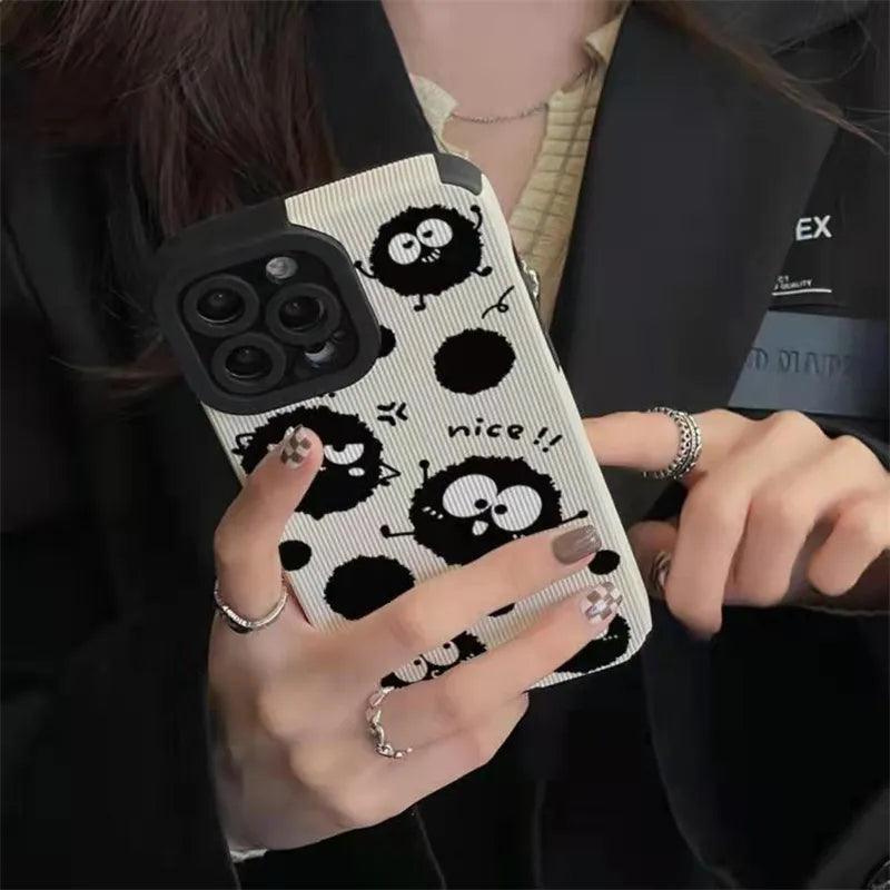 Cartoon Black Briquettes Funny Cute Phone Case for iPhone 6, 7, 8, X, XS, XS Max, XR, 11, 12, 13, 14, Pro Max, and Mini - Touchy Style