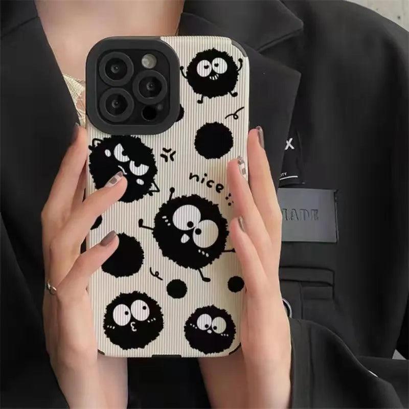 Cartoon Black Briquettes Funny Cute Phone Case for iPhone 6, 7, 8, X, XS, XS Max, XR, 11, 12, 13, 14, Pro Max, and Mini - Touchy Style