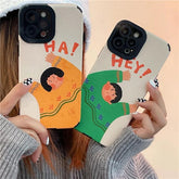 Cartoon Couple Cute Funny Phone Case for iPhone 1, 11, 12, 13, 14 Pro Max, Mini, XR, XS, 6, 7, 8 Plus, SE 2, 3 - Cover - Touchy Style