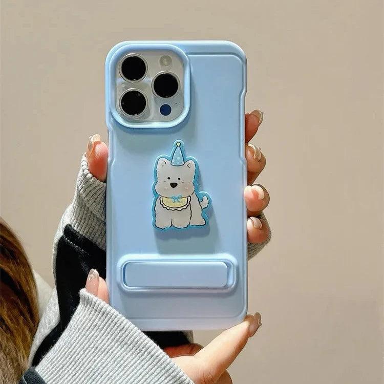 Cartoon Dog Cute Phone Case for iPhone 15, 14, 13, 12, and 11 Pro Max - Invisible Bracket with Built-in Stand - TSP212 - Touchy Style