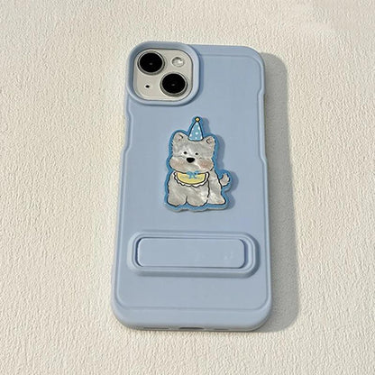 Cartoon Dog Cute Phone Case for iPhone 15, 14, 13, 12, and 11 Pro Max - Invisible Bracket with Built-in Stand - TSP212 - Touchy Style