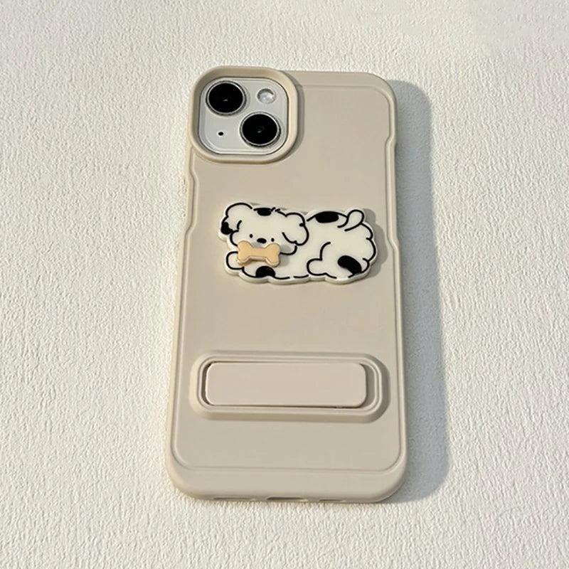 Cartoon Dog Cute Phone Case for iPhone 15, 14, 13, 12, and 11 Pro Max - Invisible Bracket with Built-in Stand - TSP212 - Touchy Style