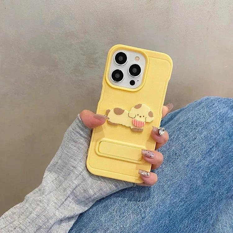 Cartoon Dog Cute Phone Case for iPhone 15, 14, 13, 12, and 11 Pro Max - Invisible Bracket with Built-in Stand - TSP212 - Touchy Style