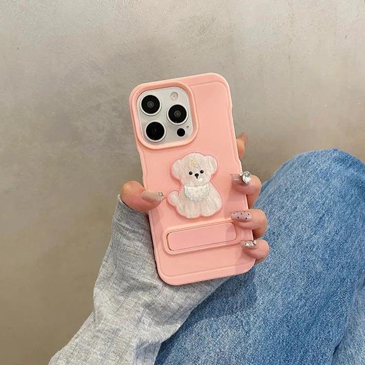 Cartoon Dog Cute Phone Case for iPhone 15, 14, 13, 12, and 11 Pro Max - Invisible Bracket with Built-in Stand - TSP212 - Touchy Style