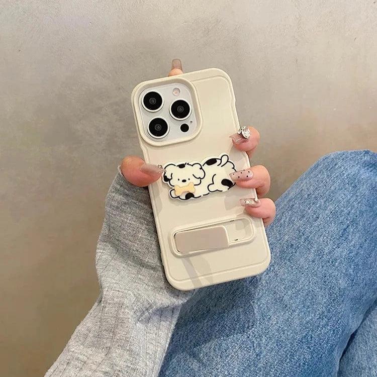 Cartoon Dog Cute Phone Case for iPhone 15, 14, 13, 12, and 11 Pro Max - Invisible Bracket with Built-in Stand - TSP212 - Touchy Style