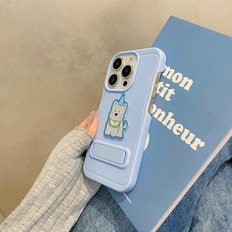 Cartoon Dog Cute Phone Case for iPhone 15, 14, 13, 12, and 11 Pro Max - Invisible Bracket with Built-in Stand - TSP212 - Touchy Style