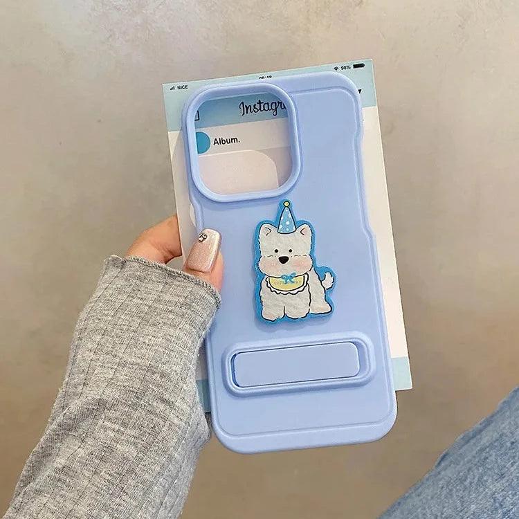 Cartoon Dog Cute Phone Case for iPhone 15, 14, 13, 12, and 11 Pro Max - Invisible Bracket with Built-in Stand - TSP212 - Touchy Style