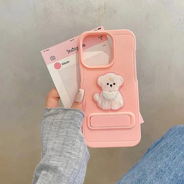 Cartoon Dog Cute Phone Case for iPhone 15, 14, 13, 12, and 11 Pro Max - Invisible Bracket with Built-in Stand - TSP212 - Touchy Style