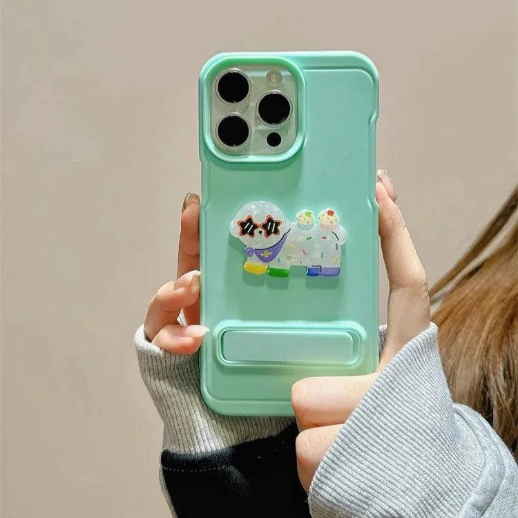 Cartoon Dog Cute Phone Case for iPhone 15, 14, 13, 12, and 11 Pro Max - Invisible Bracket with Built-in Stand - TSP212 - Touchy Style