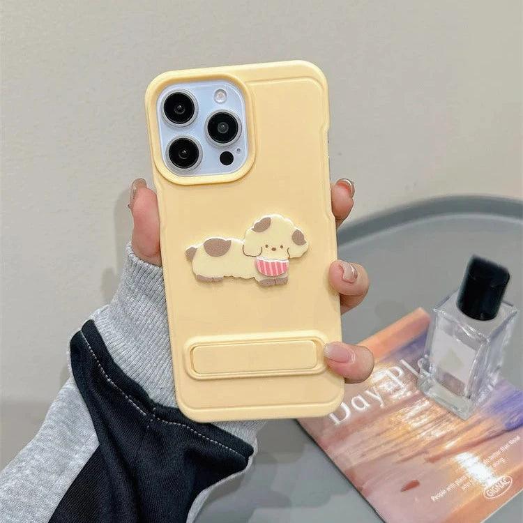 Cartoon Dog Cute Phone Case for iPhone 15, 14, 13, 12, and 11 Pro Max - Invisible Bracket with Built-in Stand - TSP212 - Touchy Style