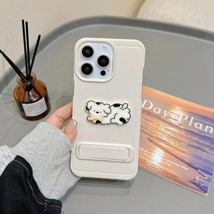 Cartoon Dog Cute Phone Case for iPhone 15, 14, 13, 12, and 11 Pro Max - Invisible Bracket with Built-in Stand - TSP212 - Touchy Style