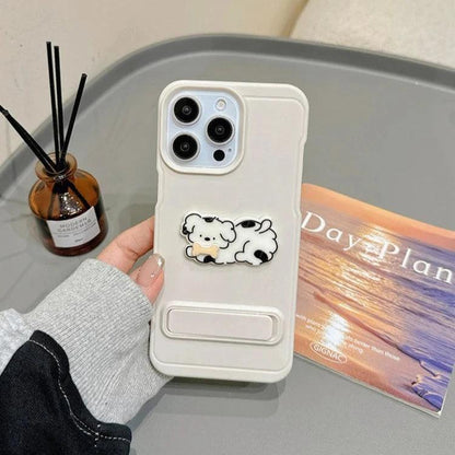 Cartoon Dog Cute Phone Case for iPhone 15, 14, 13, 12, and 11 Pro Max - Invisible Bracket with Built-in Stand - TSP212 - Touchy Style