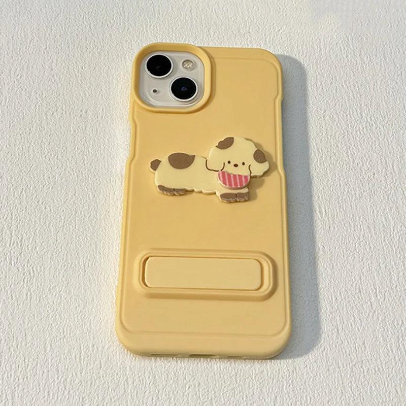 Cartoon Dog Cute Phone Case for iPhone 15, 14, 13, 12, and 11 Pro Max - Invisible Bracket with Built-in Stand - TSP212 - Touchy Style