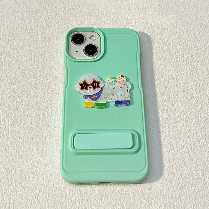 Cartoon Dog Cute Phone Case for iPhone 15, 14, 13, 12, and 11 Pro Max - Invisible Bracket with Built-in Stand - TSP212 - Touchy Style