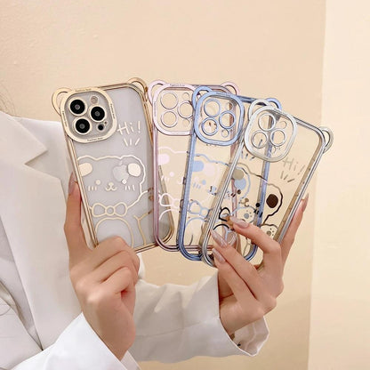 Cartoon Glitter Plating Cute Phone Cases For iPhone 14 13 12 11 Pro Max XS X 7 8 Plus - Touchy Style