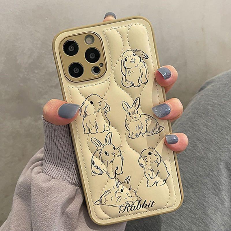 Cartoon Rabbit Curve Cute Phone Cases For iPhone 15 13 11 12 14 Pro Max XS XR X