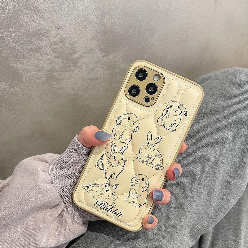 Cartoon Rabbit Curve Cute Phone Cases For iPhone 13 11 12 14 Pro Max XS XR X - Touchy Style