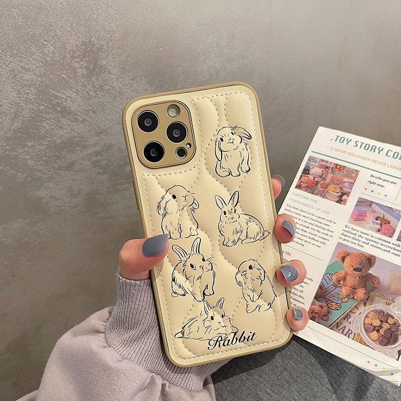 Cartoon Rabbit Curve Cute Phone Cases For iPhone 13 11 12 14 Pro Max XS XR X - Touchy Style