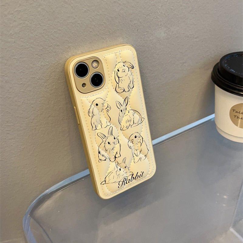 Cartoon Rabbit Curve Cute Phone Cases For iPhone 13 11 12 14 Pro Max XS XR X - Touchy Style