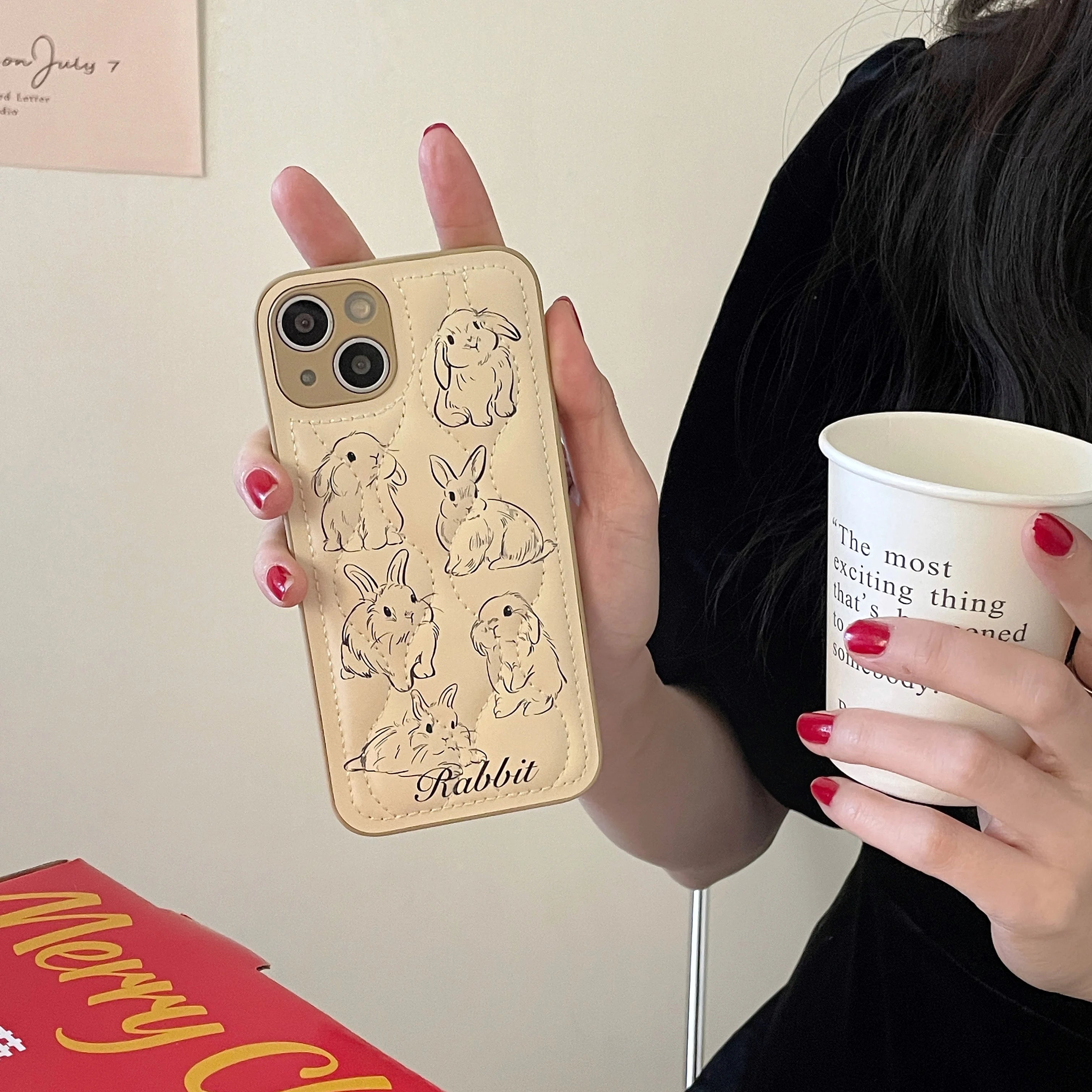 Cartoon Rabbit Curve Cute Phone Cases For iPhone 15 13 11 12 14 Pro Max XS XR X - Touchy Style