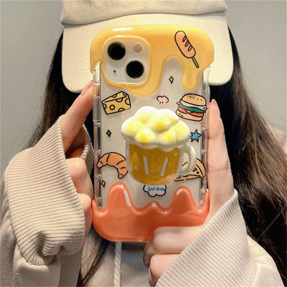 CCPC312 Cute Phone Cases for iPhone 11, 14 Pro Max, 14Plus, 12 Pro, and 13 Cover models - 3D Cartoon Hamburger Holder - Touchy Style