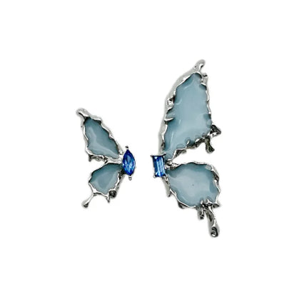 Charm Jewelry Set: Asymmetry Metal Butterfly Crystal Drops Oil - A6562 - Touchy Style