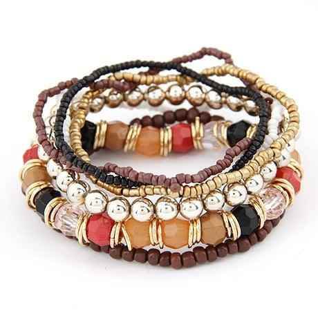 Charm Jewelry Set Beaded Charm Bracelets Set For Women Simple Coins Multilayer Bracelet Bohemian Jewelry 2021 - Touchy Style