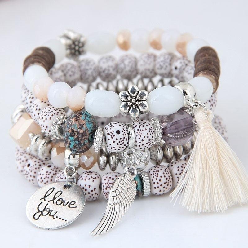 Charm Jewelry Set Beaded Charm Bracelets Set For Women Simple Coins Multilayer Bracelet Bohemian Jewelry 2021 - Touchy Style