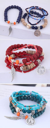 Charm Jewelry Set Beaded Charm Bracelets Set For Women Simple Coins Multilayer Bracelet Bohemian Jewelry 2021 - Touchy Style .