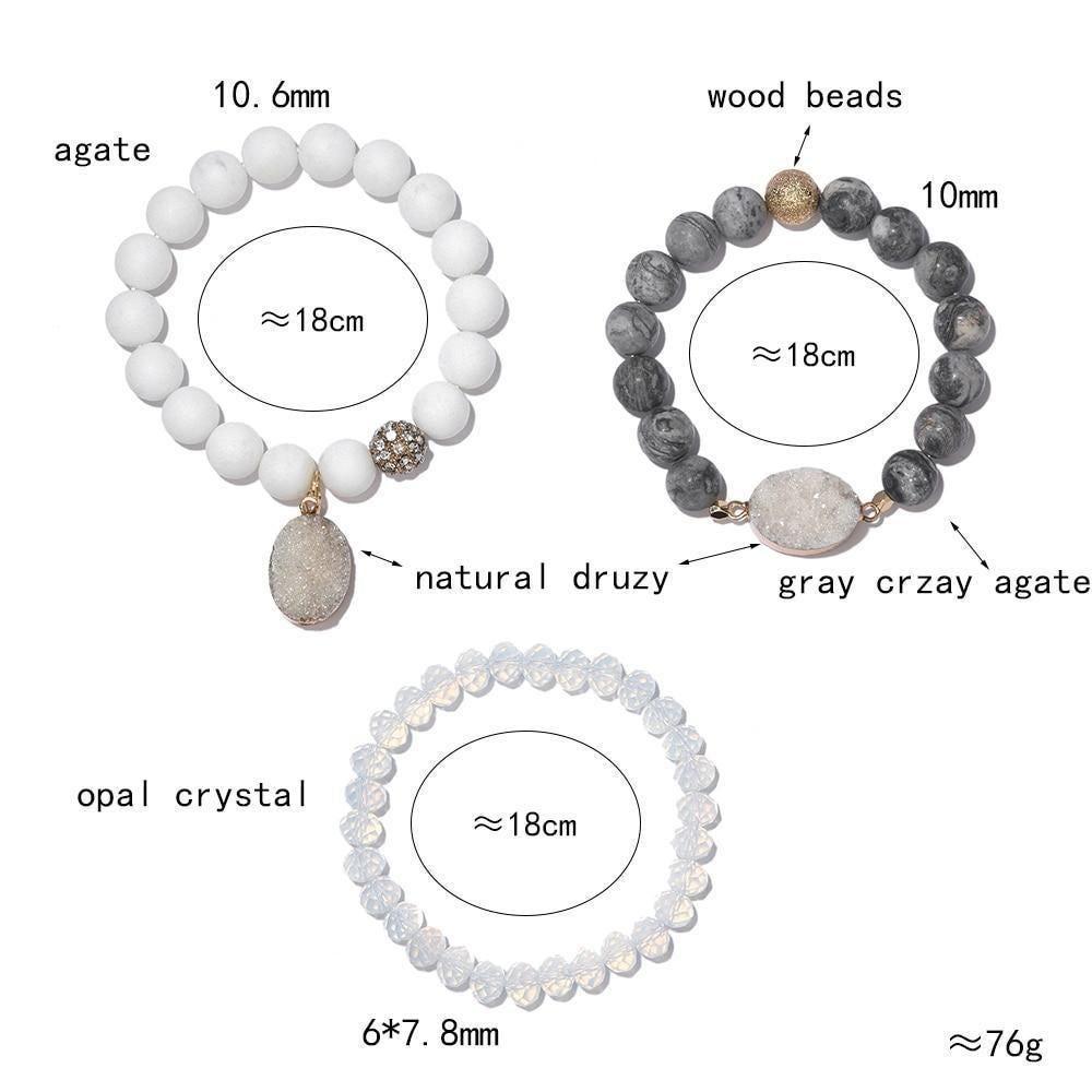 Charm Jewelry Set Natural Druzy Stone Charm Bracelet For Woman 2021 Round Quartz Agates Faceted Crystal Beads Jewelry - Touchy Style