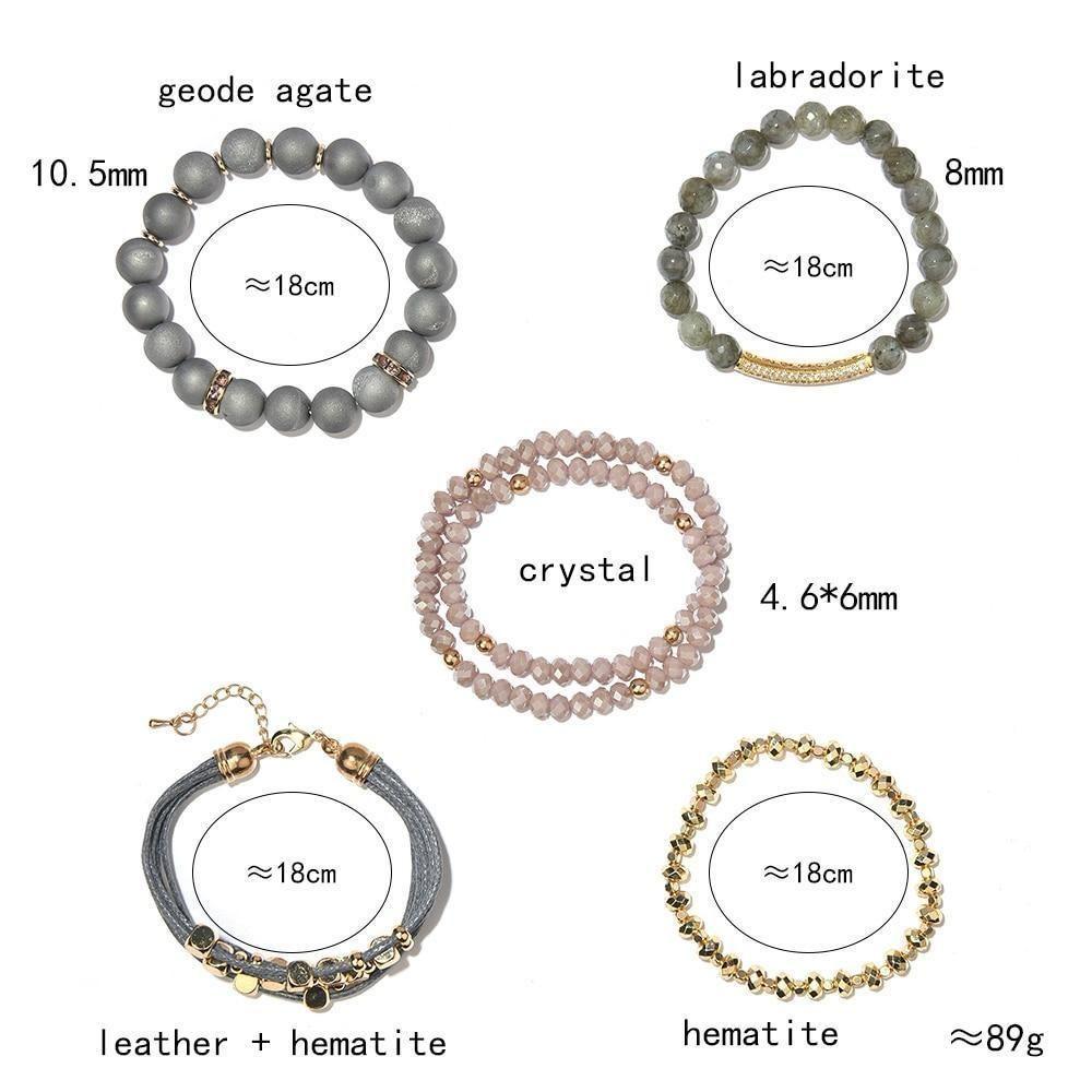 Charm Jewelry Set Natural Druzy Stone Charm Bracelet For Woman 2021 Round Quartz Agates Faceted Crystal Beads Jewelry - Touchy Style