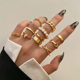 Charm Jewelry Set Vintage Gold Moon Butterfly Knuckle Ring Set 2021 Bohemian Geometry Female Knuckle Ring - Touchy Style