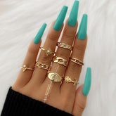 Charm Jewelry Set Vintage Gold Moon Butterfly Knuckle Ring Set 2021 Bohemian Geometry Female Knuckle Ring - Touchy Style