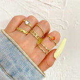 Charm Jewelry Set Vintage Gold Moon Butterfly Knuckle Ring Set 2021 Bohemian Geometry Female Knuckle Ring - Touchy Style