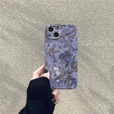 Charming Gray Flowers Oil Painting Cute Phone Cases For iPhone 12 Pro Max 13 11 14 And 14 Pro - Touchy Style