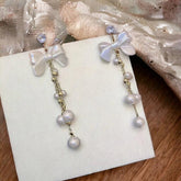 Charming RV128 Sweet Pearl Fresh Drop Earrings: Fashionable Bowknot Dangle Jewelry - Touchy Style