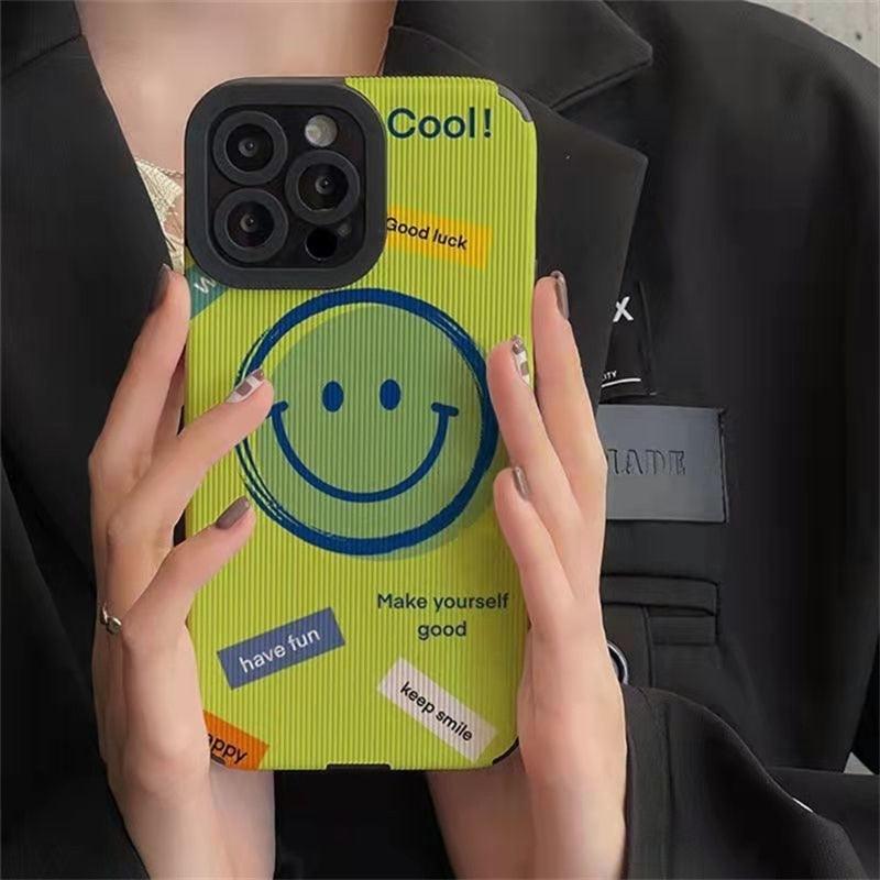 Cheerful Smiley Face: Cute Phone Case with Soft Cover for iPhone 11, 12, 13, 14 Pro Max, Mini, 6, S, 7, 8 Plus, SE, X, XS, and XR - Touchy Style