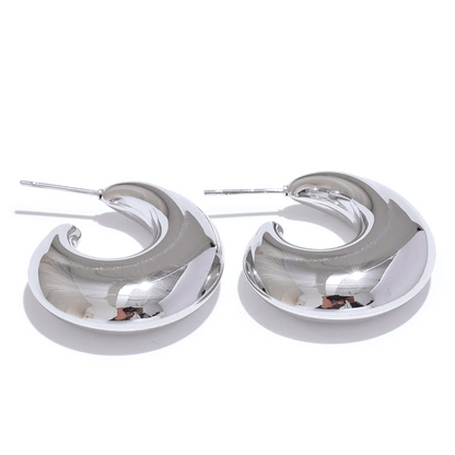 Chunky Earrings Charm Jewelry - Smooth Stainless Steel Metal - TSJ29 - Touchy Style